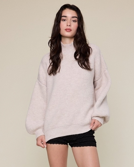 Turtle Neck Knit Sweater Ivory