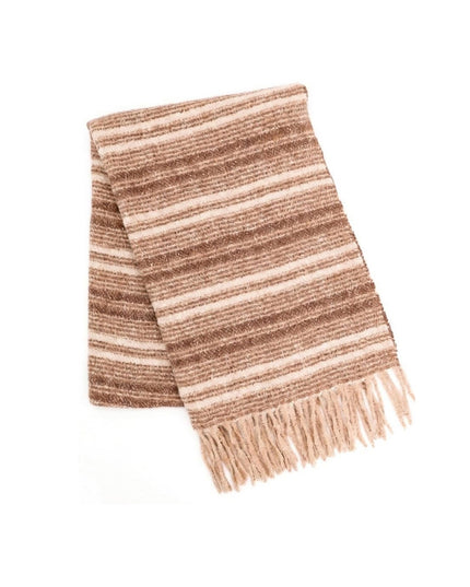 Soft Multicolor Melange Striped Fringe Winter Scarf