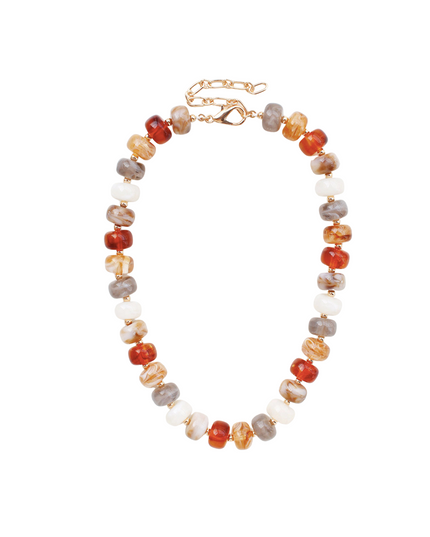 Spaced Gold Metal Round Resin Beaded Necklace