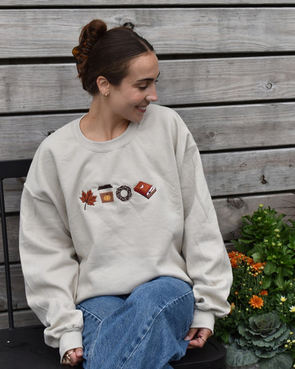 Leaf Coffee Fall Icons Crewneck Sweatshirt