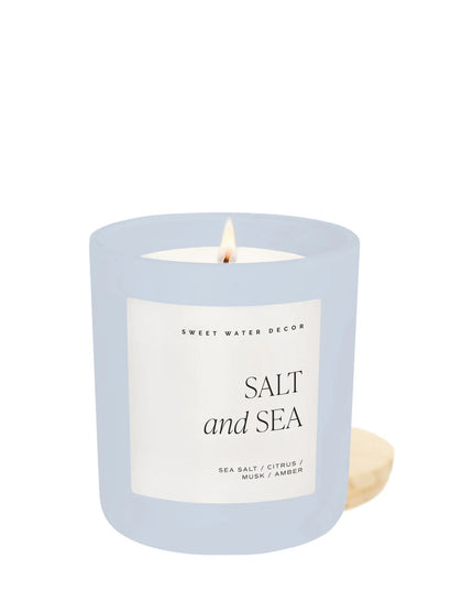 Salt And Sea 15oz Matte Blue Jar Candle Scented