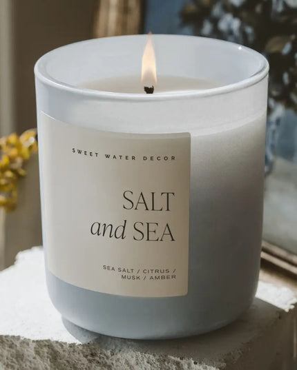 Sweet Water Salt And Sea 15oz Matte Blue Jar Candle