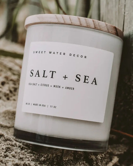 Sweet Water Decor Salt & Sea Soy 11oz White Jar Soy Candle