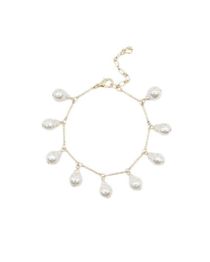 Teardrop Pearl Charm Bracelet