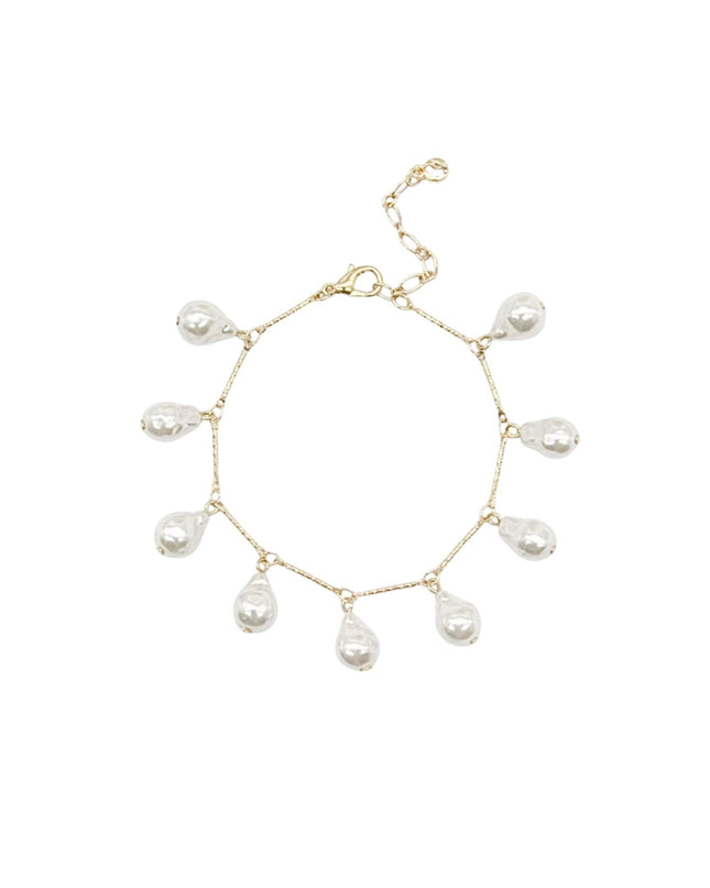 Teardrop Pearl Charm Bracelet