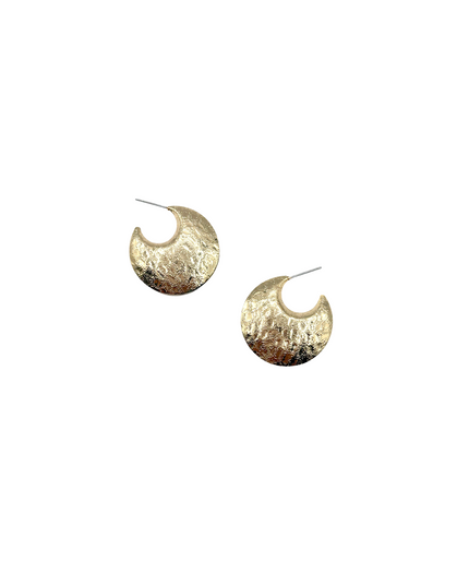 Textured Metal Moon Shape Hoop Earrings