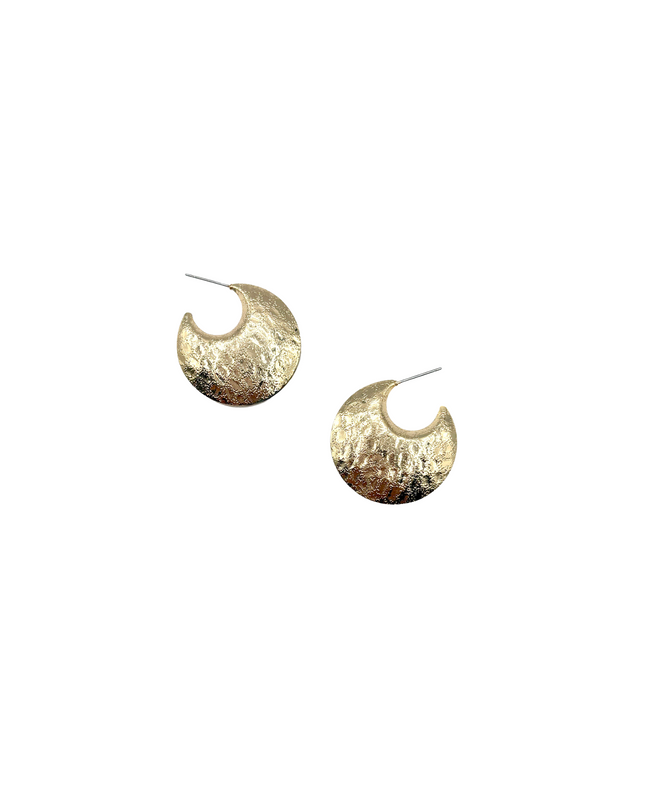 Textured Metal Moon Shape Hoop Earrings
