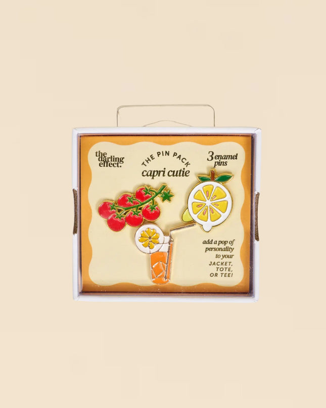 Packaged product with 'capri cutie' design on a beige background