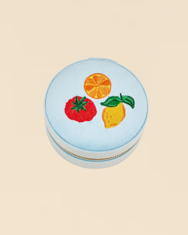 Fruit Market Round Velvet Jewelry Case