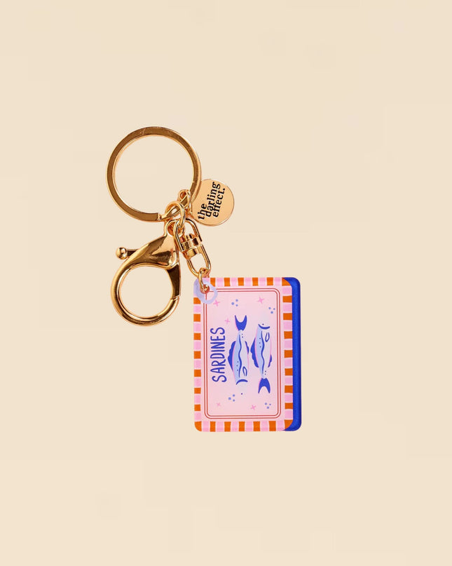 Keychain with a card design on a beige background