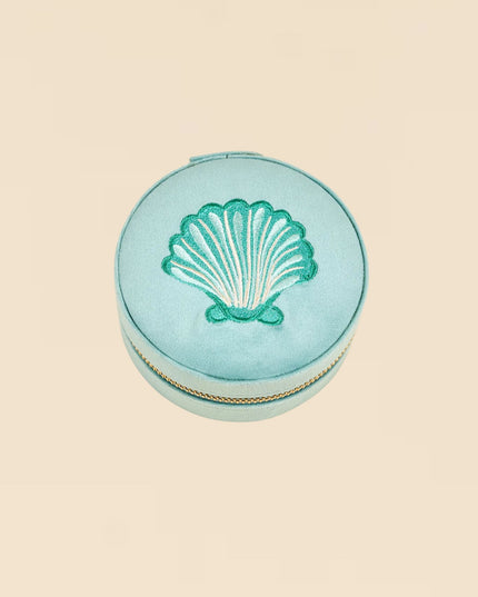 Seashell Round Velvet Jewelry Case