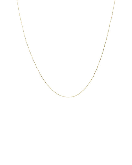 A delicate gold chain necklace shown against a plain white background.