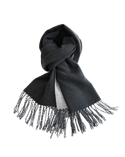 Two Tone Classic Fringe Shawl Wrap Scarf Black