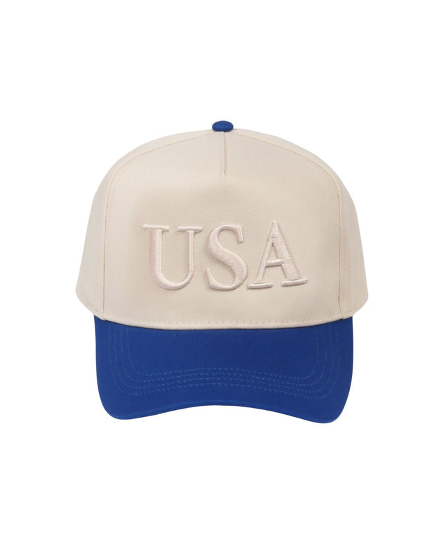 Cap with 'USA' embroidery on a white background