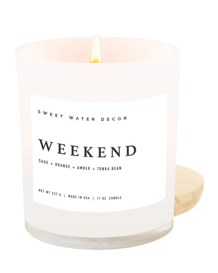 Candle with a label on a white background