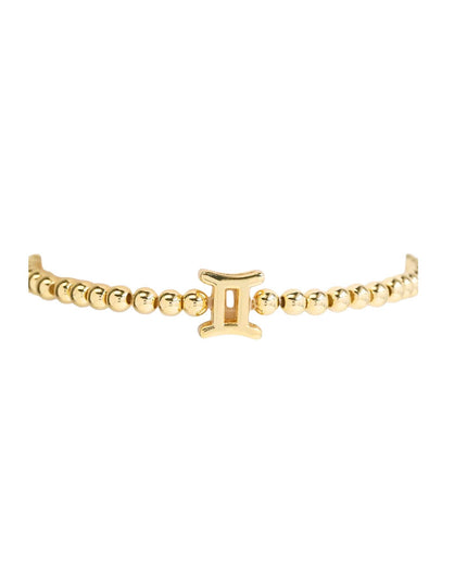 Zodiac Constellation Sign Gold Metal Ball Beaded Stretchable Bracelet May