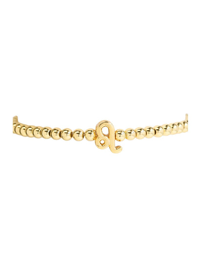 Zodiac Constellation Sign Gold Metal Ball Beaded Stretchable Bracelet August