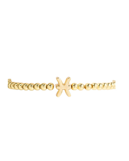 Zodiac Constellation Sign Gold Metal Ball Beaded Stretchable Bracelet March
