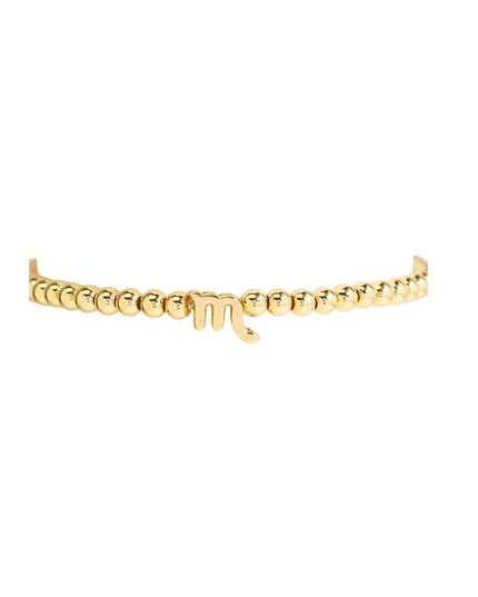 Zodiac Constellation Sign Gold Metal Ball Beaded Stretchable Bracelet October