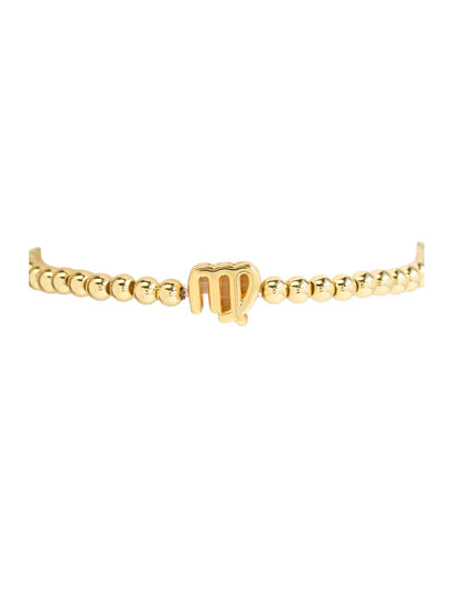 Zodiac Constellation Sign Gold Metal Ball Beaded Stretchable Bracelet September