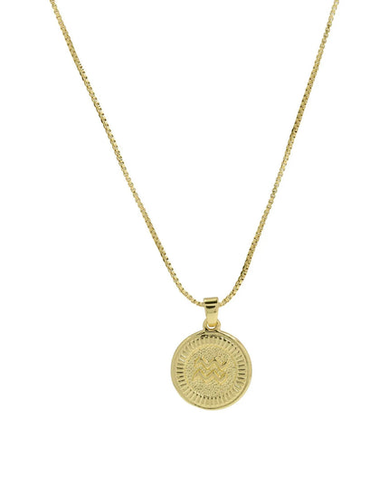 Zodiac Sign Round Disc Coin Pendant Constellation Necklace March