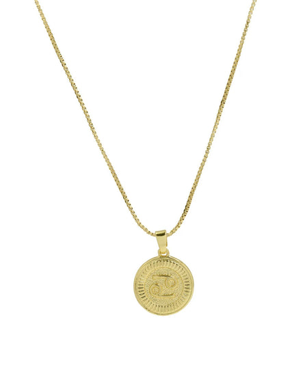 Zodiac Sign Round Disc Pendant Constellation Necklace