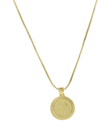Zodiac Sign Round Disc Coin Pendant Constellation Necklaces