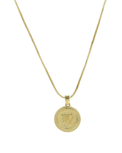 Zodiac Sign Round Disc Coin Pendant Constellation Necklace September