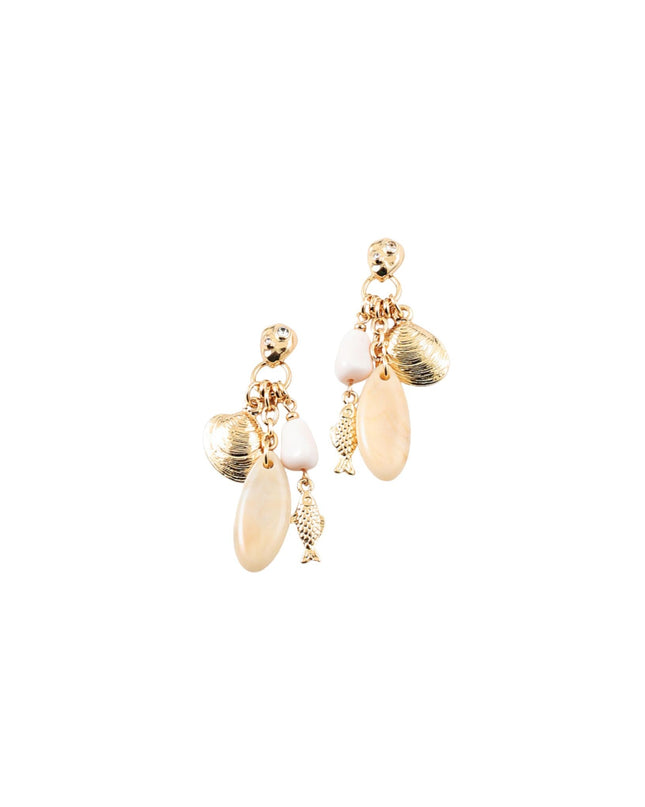Fish Gold Seashell Charm Earrings