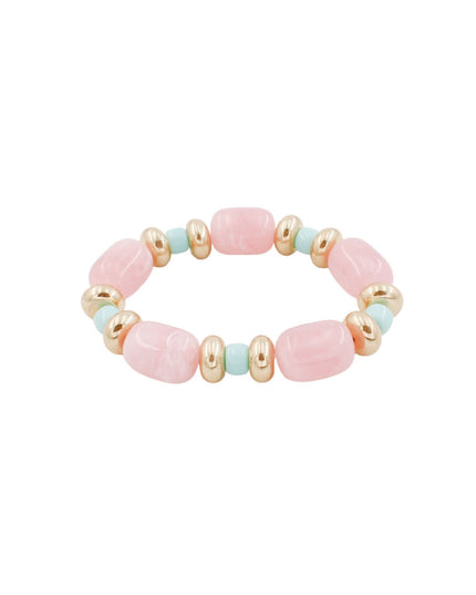 Rectangle Resin Bead Gold Metal Stretchable Bracelet