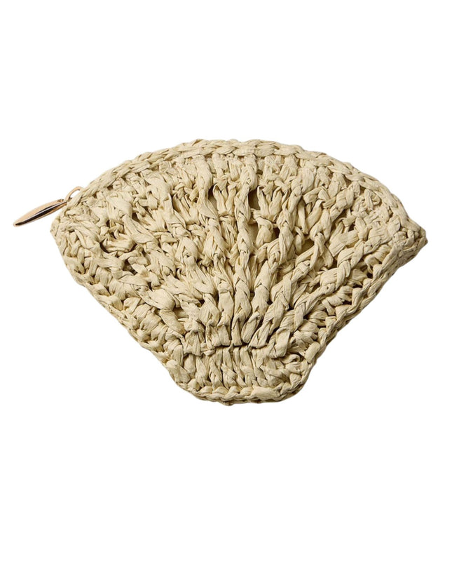 Shell Shaped Raffia Pouch Bag