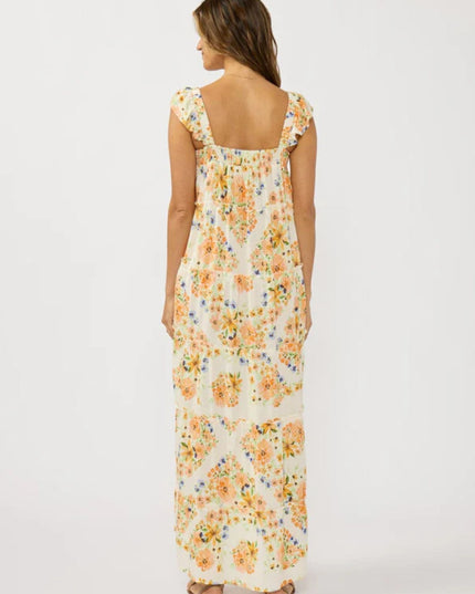 Florentina Printed Ruffle Spaghetti Strap Tiered Maxi Dress
