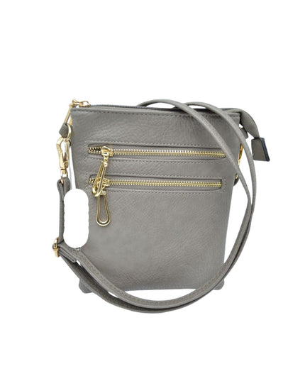 2 Zipper Tall Vegan Leather Crossbody Bag