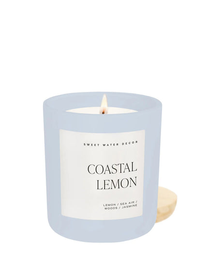 Coastal Lemon 15oz Matte Blue Jar Candle