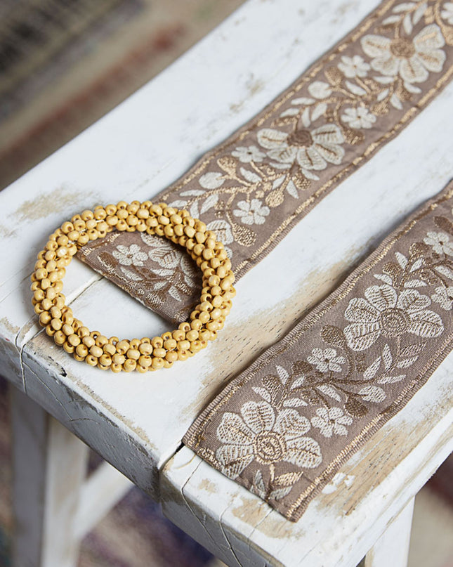 Floral Embroidered Beaded Buckle Belt