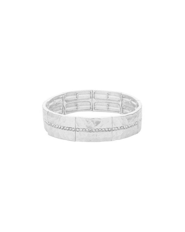 CZ Lined Metal Stretch Bracelet