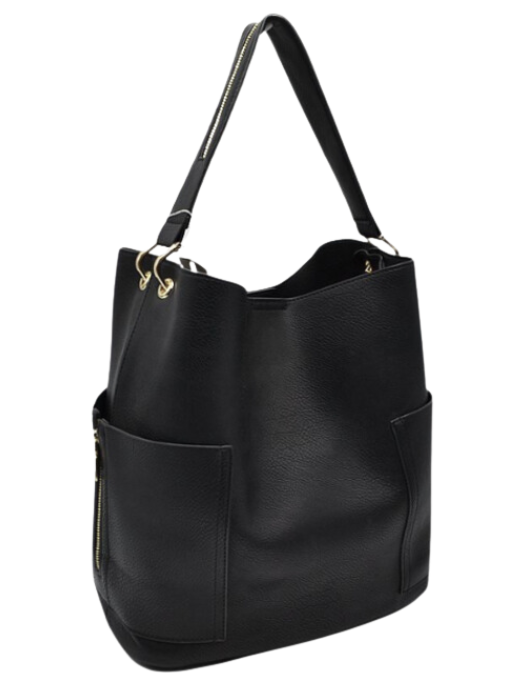 Zipper On Shoulder Strap & Side Pocket Hobo Tote Bag