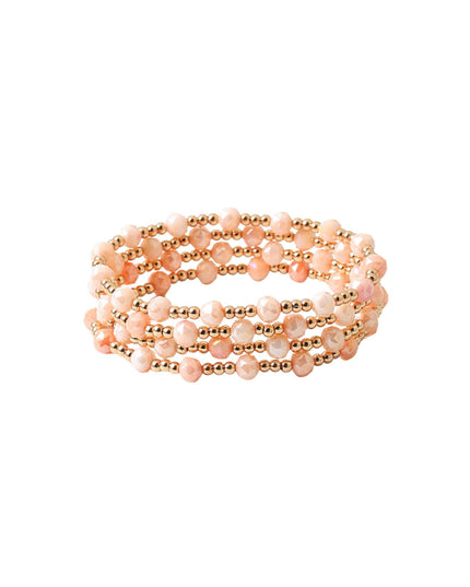 Spaced Faceted Triple Gold Ball Bead 4 Bracelet Set