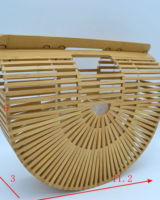 Large Open Bamboo Clutch Half Moon Bag