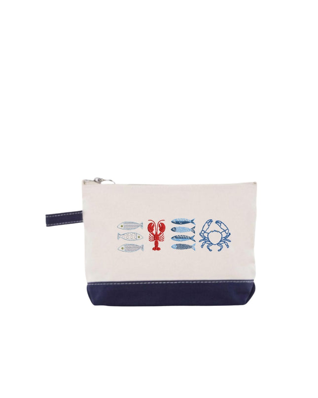 Nautical Makeup Bag 4 Icons Personalized Canvas Pouch ALL ICONS WILL BE CENTERED IN PRODUCTION