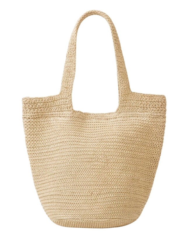 Round Bottom Woven Straw Tote Bag