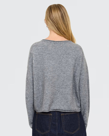 Center Seam Rolled Neck Knit Sweater
