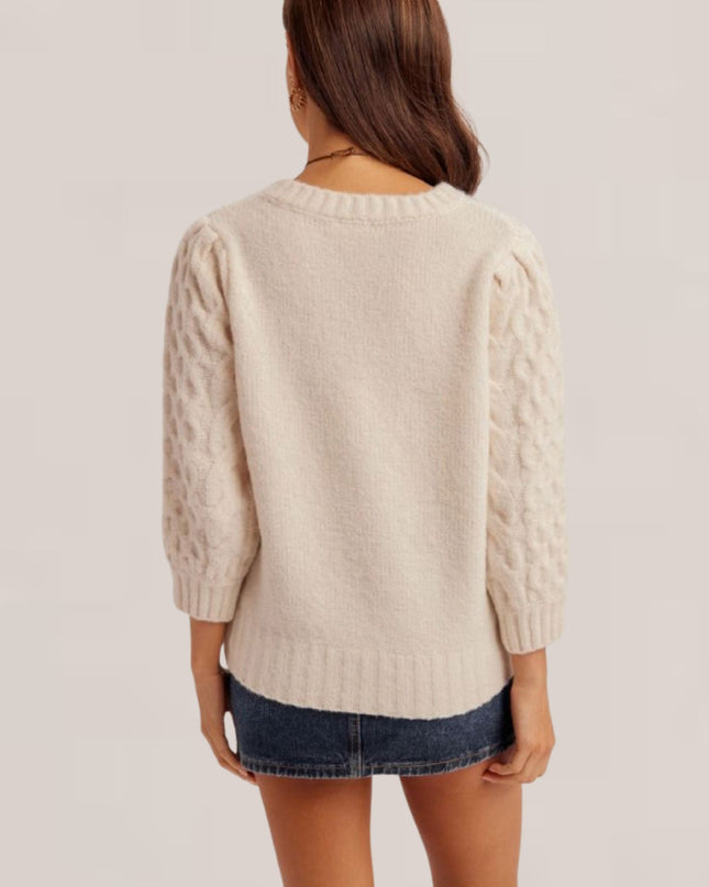 Puff Sleeve Cable Knit Sweater