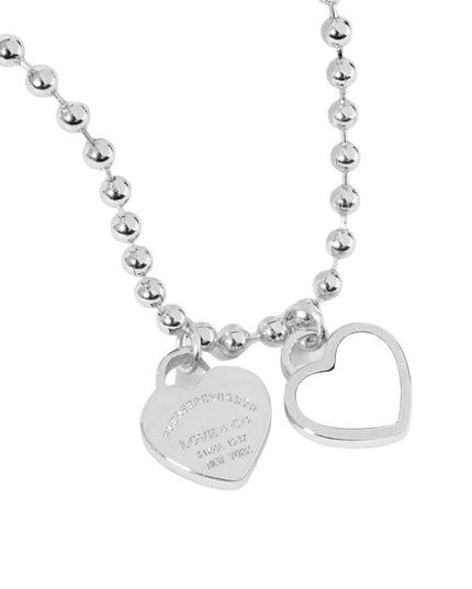 Double Heart Pendant Bubble Chain Necklace