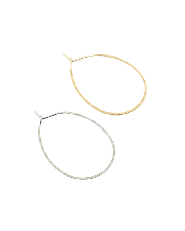 Hammered Flat Metal Teardrop Earrings