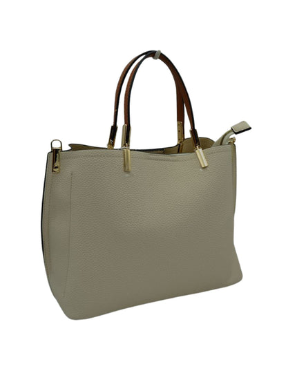 Gold Detailed & Brown Handled Textured Bag