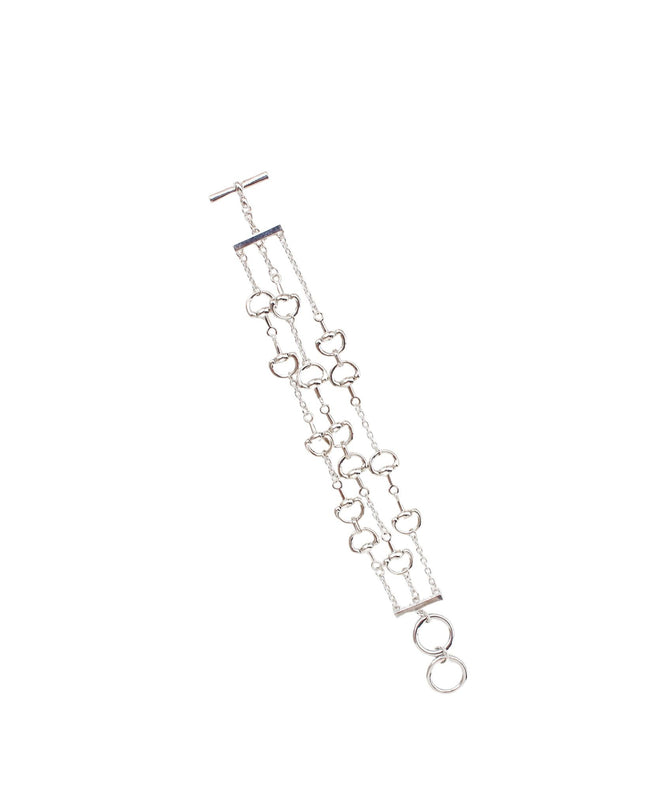 Metal Buckle Link 3 Row Toggle Bracelet