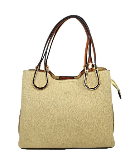 Structured Black & Gold Detailed Handle Handbag