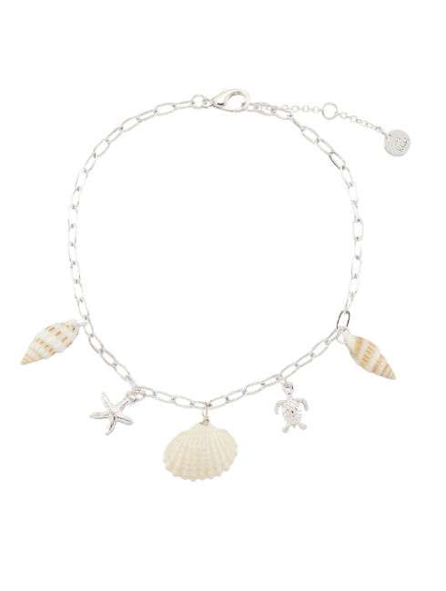 Turtle, Starfish, Shell Charm Anklet