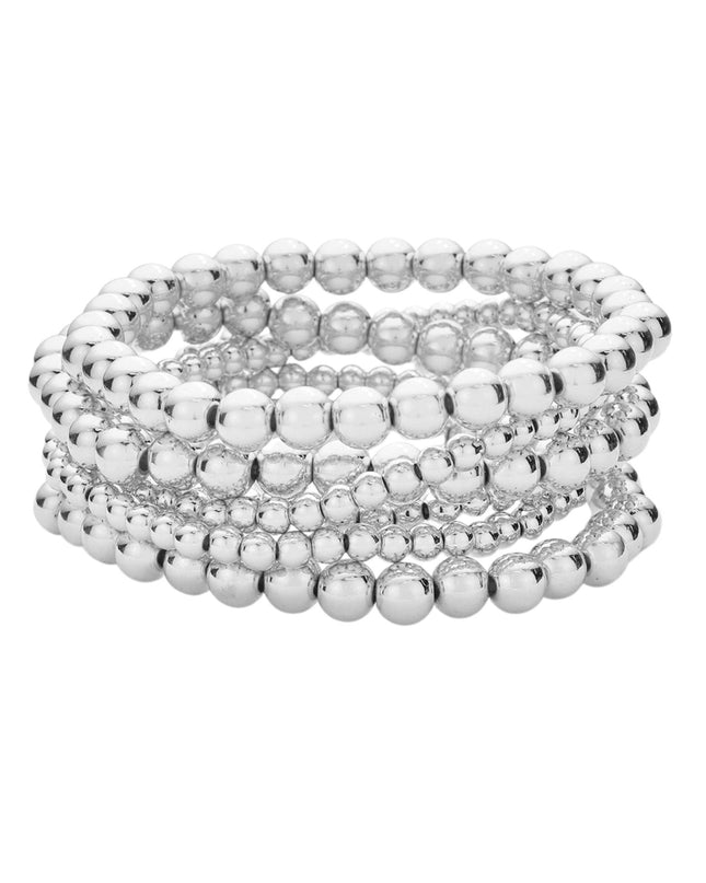 Metal Ball Stretch Bracelets 6 Set